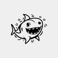 cute baby shark line icon vector