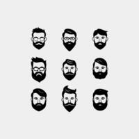 conjunto de hipster barba vector