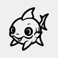 cute baby shark line icon vector