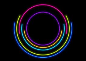 Colorful laser neon circles abstract tech background vector