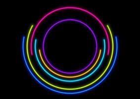 Colorful laser neon circles abstract tech background vector