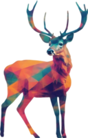 Double exposure minimalist design of colorful deer. AI-Generated. png