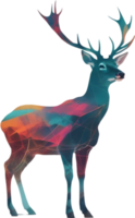 Double exposure minimalist design of colorful deer. AI-Generated. png