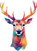 Double exposure minimalist design of colorful deer. AI-Generated. png