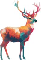 Double exposure minimalist design of colorful deer. AI-Generated. png