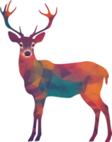 Double exposure minimalist design of colorful deer. AI-Generated. png