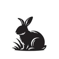Rabbit silhouette illustration on white background. Rabbit logo. vector