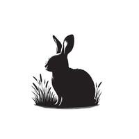 Rabbit silhouette illustration on white background. Rabbit logo. vector