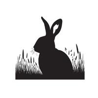 Rabbit silhouette illustration on white background. Rabbit logo. vector