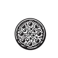 Pizza line art illustration. Pizza silhouette Pizza logo vector