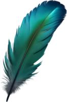 Close-up of green-blue feathers inspired by the Resplendent Quetzal bird. AI-Generated. png