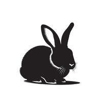 Rabbit silhouette illustration on white background. Rabbit logo. vector