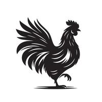 Chicken silhouette on white background. Chicken logo vector