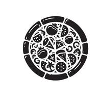 Pizza line art illustration. Pizza silhouette Pizza logo vector