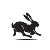 Rabbit silhouette illustration on white background. Rabbit logo. vector