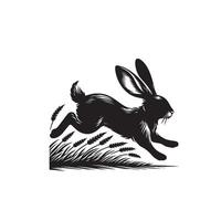 Rabbit silhouette illustration on white background. Rabbit logo. vector