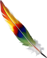 Nahansicht von regenbogenfarben Gefieder inspiriert durch das Regenbogen Lorikeet. KI-generiert. png