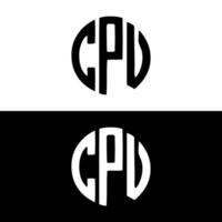 CPU round shape letter logo design vector