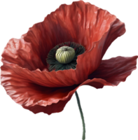 een papaver in hyperrealistisch tekenfilm stijl. ai-gegenereerd. png