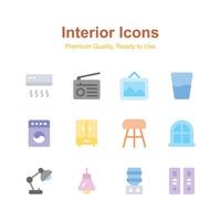 Interior icons set in trendy style, ready to use in web, mobile apps vector