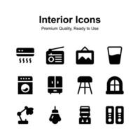 Interior icons set in trendy style, ready to use in web, mobile apps vector