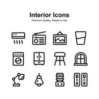 Interior icons set in trendy style, ready to use in web, mobile apps vector