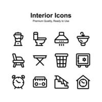 Creatively designed interior icons set, isolated on white background vector