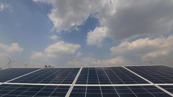 Generated iThe solar panel against a blue cloudy sky, Solar Eco green energymage photo