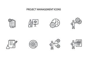 Project Management icon set..Editable stroke.linear style sign for use web design,logo.Symbol illustration. vector