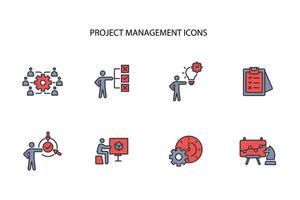 Project Management icon set..Editable stroke.linear style sign for use web design,logo.Symbol illustration. vector