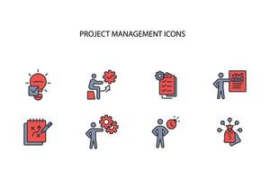 Project Management icon set..Editable stroke.linear style sign for use web design,logo.Symbol illustration. vector