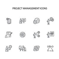 Project Management icon set..Editable stroke.linear style sign for use web design,logo.Symbol illustration. vector