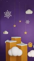 3D purple background natal or chrismast minimalist podium portrait template, suitable for product promotion video