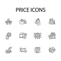 Price icon set..Editable stroke.linear style sign for use web design,logo.Symbol illustration. vector