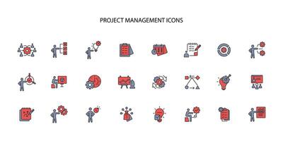 Project Management icon set..Editable stroke.linear style sign for use web design,logo.Symbol illustration. vector