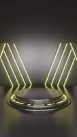 zwart en wit neon luxe podium voetstuk Product Scherm en zwart doos portret achtergrond 3d renderen video