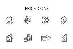 Price icon set..Editable stroke.linear style sign for use web design,logo.Symbol illustration. vector