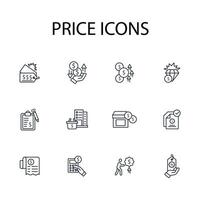 Price icon set..Editable stroke.linear style sign for use web design,logo.Symbol illustration. vector