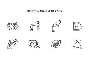 Project Management icon set..Editable stroke.linear style sign for use web design,logo.Symbol illustration. vector