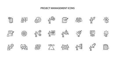 Project Management icon set..Editable stroke.linear style sign for use web design,logo.Symbol illustration. vector