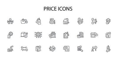 Price icon set..Editable stroke.linear style sign for use web design,logo.Symbol illustration. vector