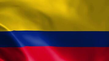 colombia flagga fladdrande i de vind. detaljerad tyg textur. video