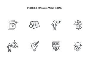 Project Management icon set..Editable stroke.linear style sign for use web design,logo.Symbol illustration. vector