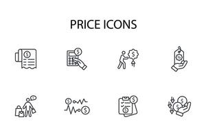 Price icon set..Editable stroke.linear style sign for use web design,logo.Symbol illustration. vector