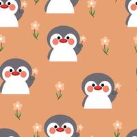 Seamless pattern with cute cartoon penguins for fabric print, textile, gift wrapping paper. children's colorfull vector