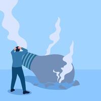 people are shocked to see smoking dead lights, a metaphor for mental blocks. Simple flat conceptual illustration. vector