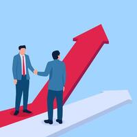 Two men want to shake hands but have different intentions, a metaphor for the failure of the merger. Simple flat conceptual illustration. vector