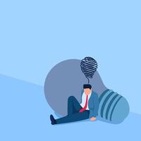 people lean tiredly next to dead lights, a metaphor for mental blocks. Simple flat conceptual illustration. vector