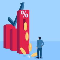 people see coins going off the charts, a metaphor for stock dividends. Simple flat conceptual illustration. vector