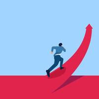 man running up a rising graphic chart, a metaphor for a growing business. Simple flat conceptual illustration. bankrupt vector